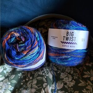 Big Twist Super Nova Yarn 2 cakes New. Luscious colorway Jupiter. Wool acrylic